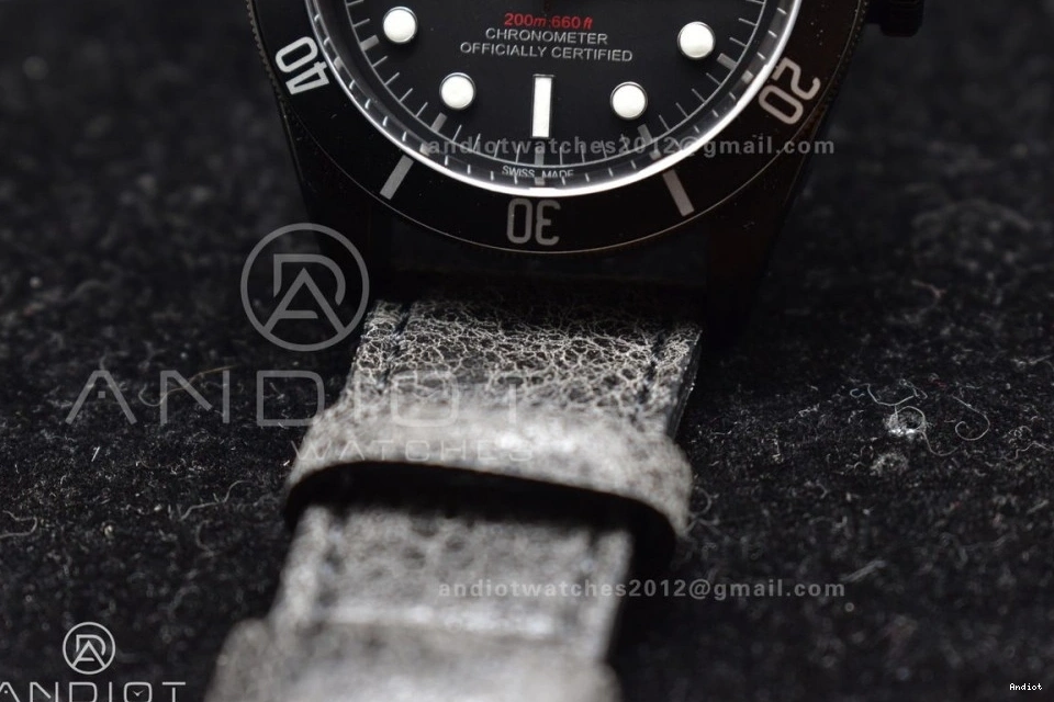 Strap Bay on Bezel DLC Best A2824 Edition Black Leather 1:1 ZF Dark V5 Heritage Distressed Black 0116